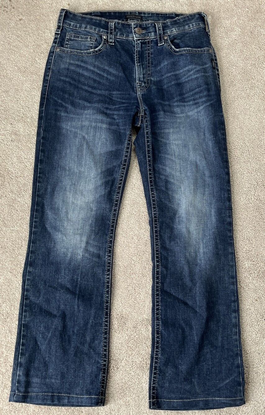 Silver Craig Jeans Mens 32x32 Medium Wash Relaxed Boot Cut Western Whisker Fade